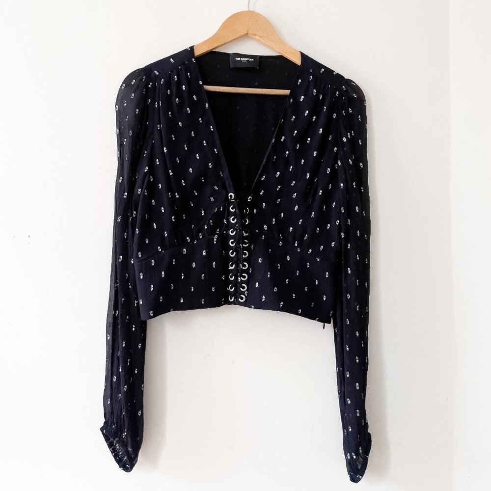 THE KOOPLES EMBELLISHED BLOUSE WITH SILVER DETAIL